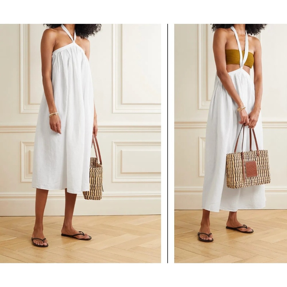 Mara Hoffman Swim‎ Graziella Convertible Linen Maxi Skirt Dress Halter White XS